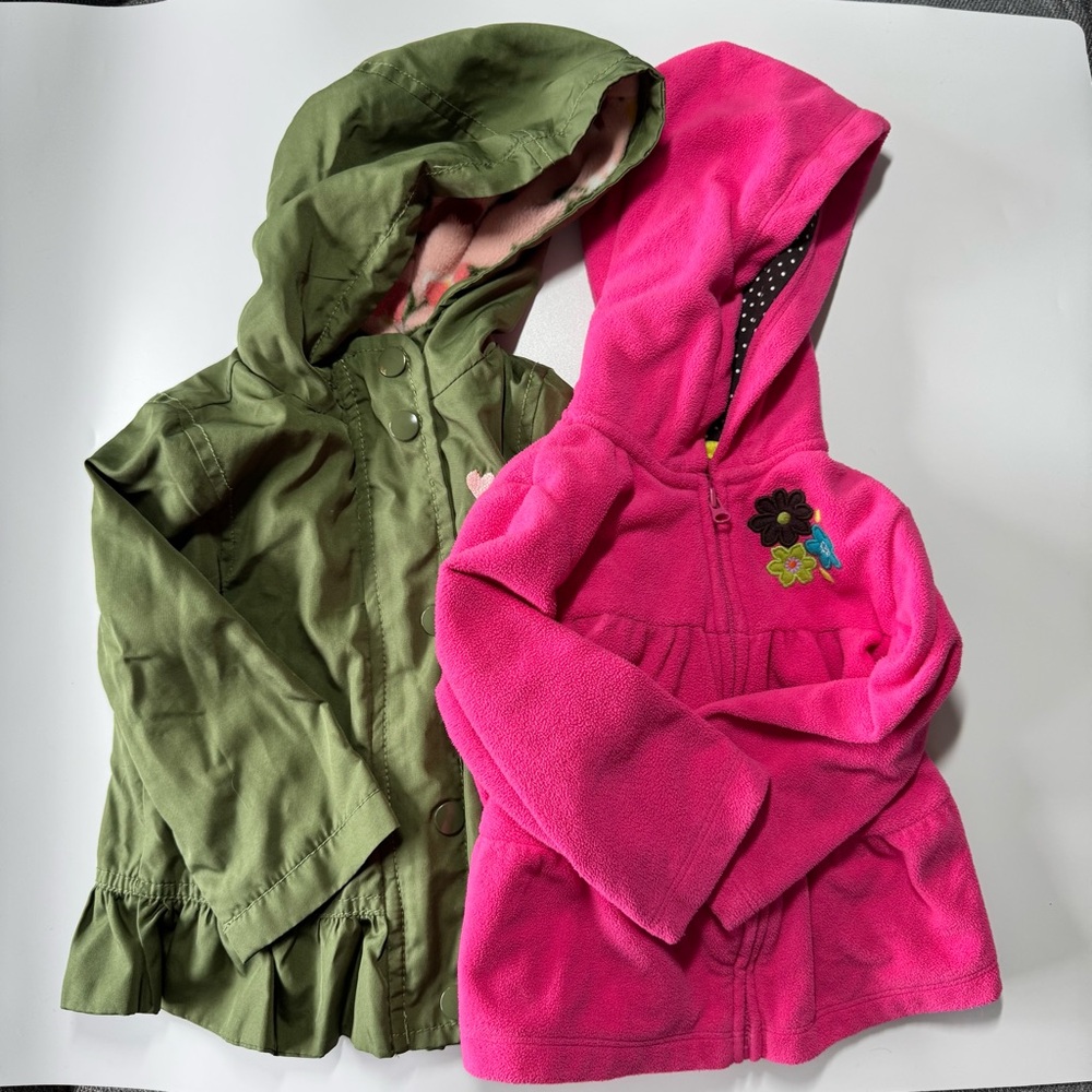 Baby Girl Lightweight Jacket and Fleece Size 12 Months Carter’s Fall Green Pink